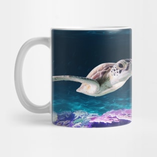 Sea Turtle swimming near Coral Reefs and Jellyfish Mug